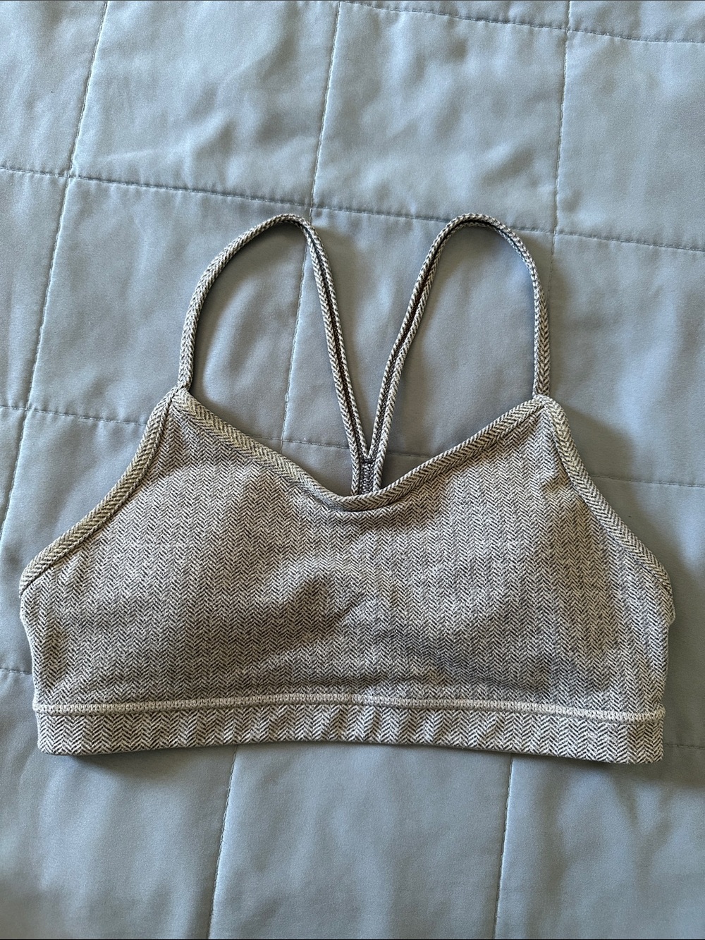 Lululemon Flow Y Bra in Heathered Slate Yoga Sports Bra